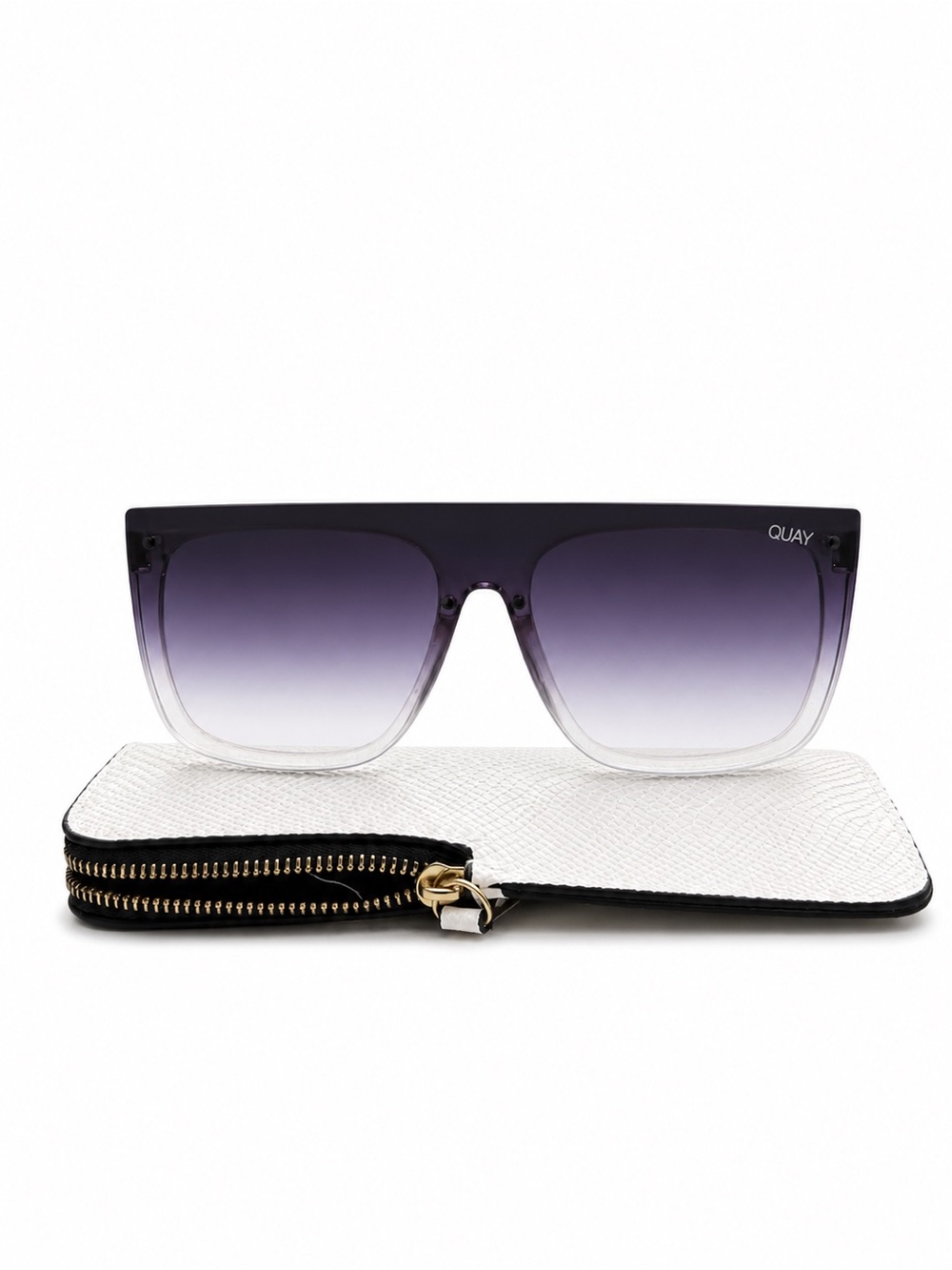 Quay Australia Women's Gradient Shield Sunglasses . Clear frame